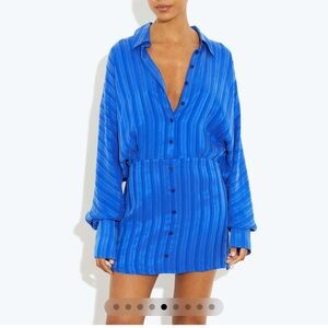 Rat & Boa Vibrant Blue Striped Mini Dress